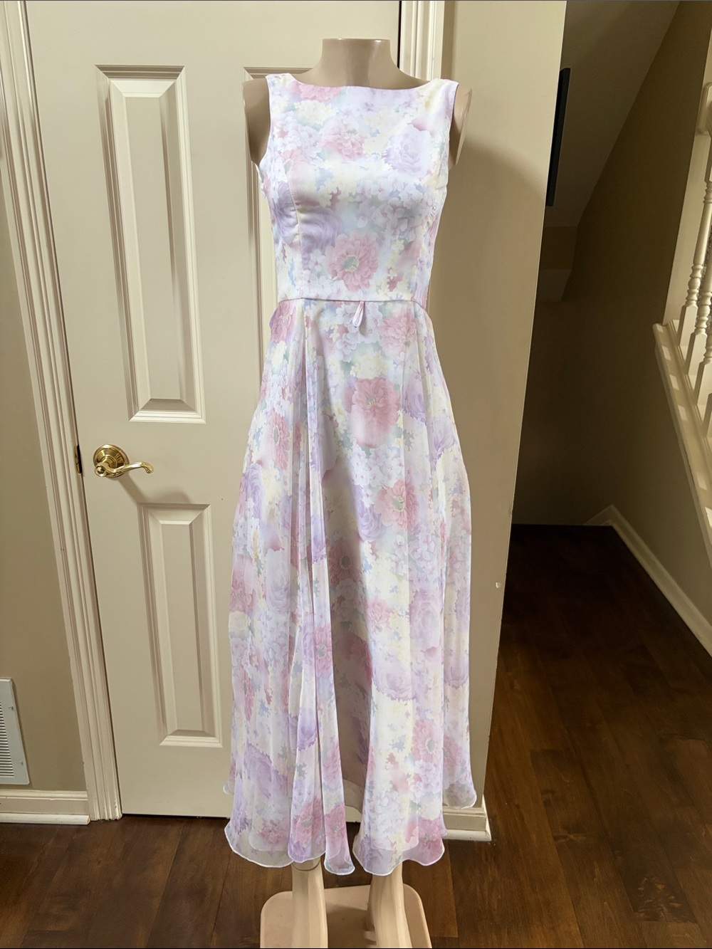 Jessica McClintock Bridal Pastel Floral Maxi Dress - Lavender, Pink, Cream, sz 6